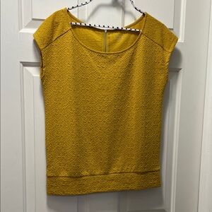 LOFT Mustard Yellow Textured Cap Sleeve Top